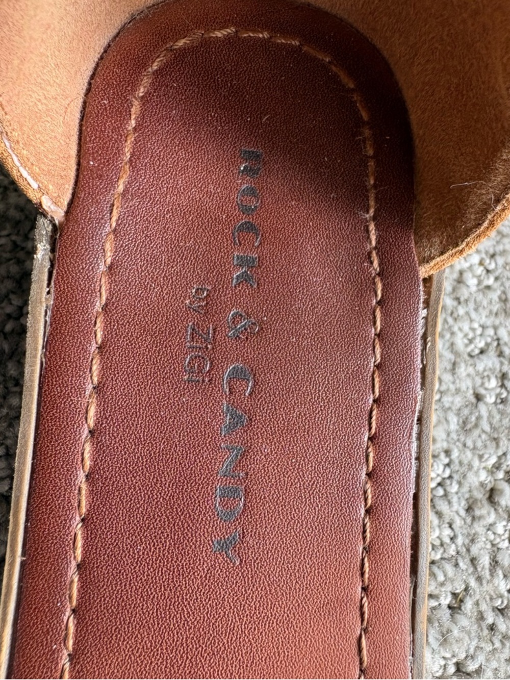 Rock & Candy Brown Ankle-Strap Beaded Block Heel Sandals - Picture 6 of 7